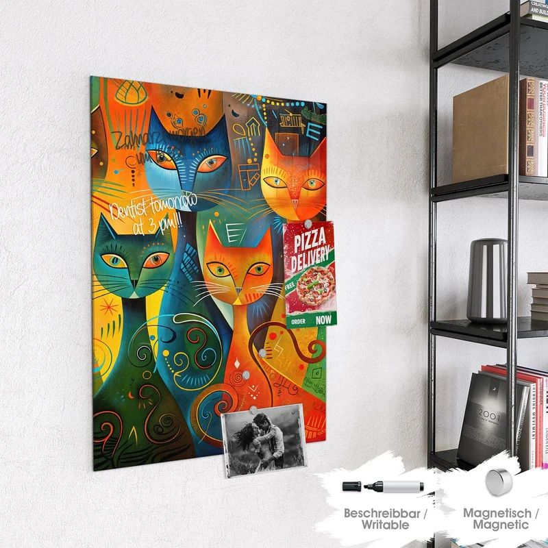 Glas Magnettafel - Gemusterte Katzen