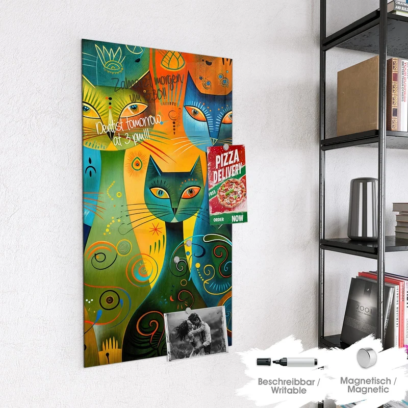 Glas Magnettafel - Gemusterte Katzen