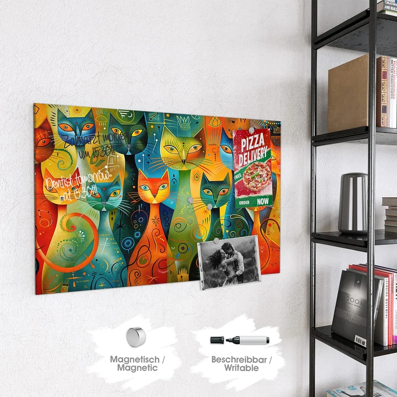 Glas Magnettafel - Gemusterte Katzen