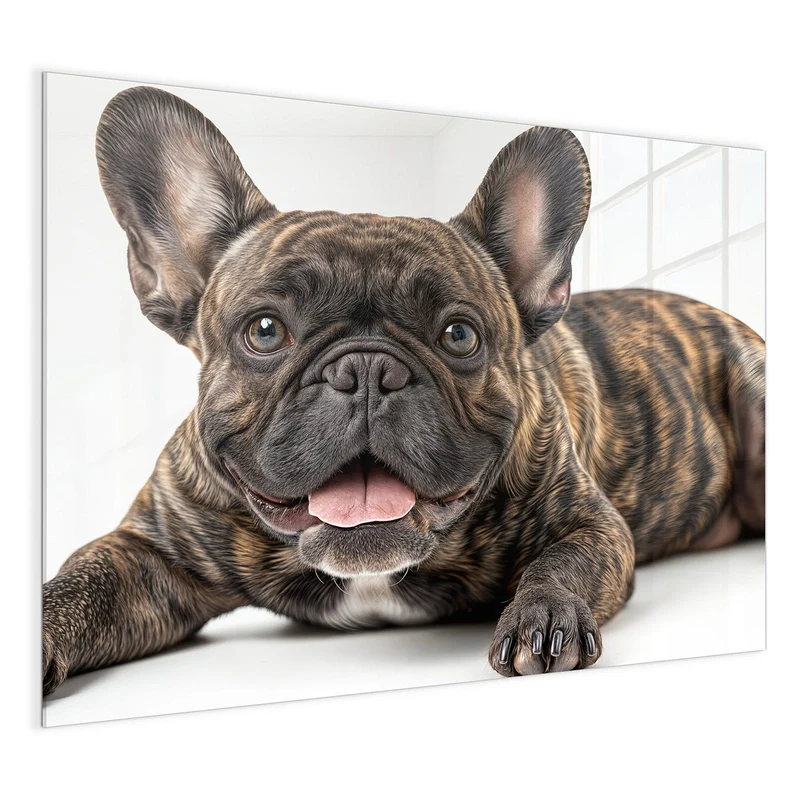 Glas Magnettafel - Liegende Bulldogge