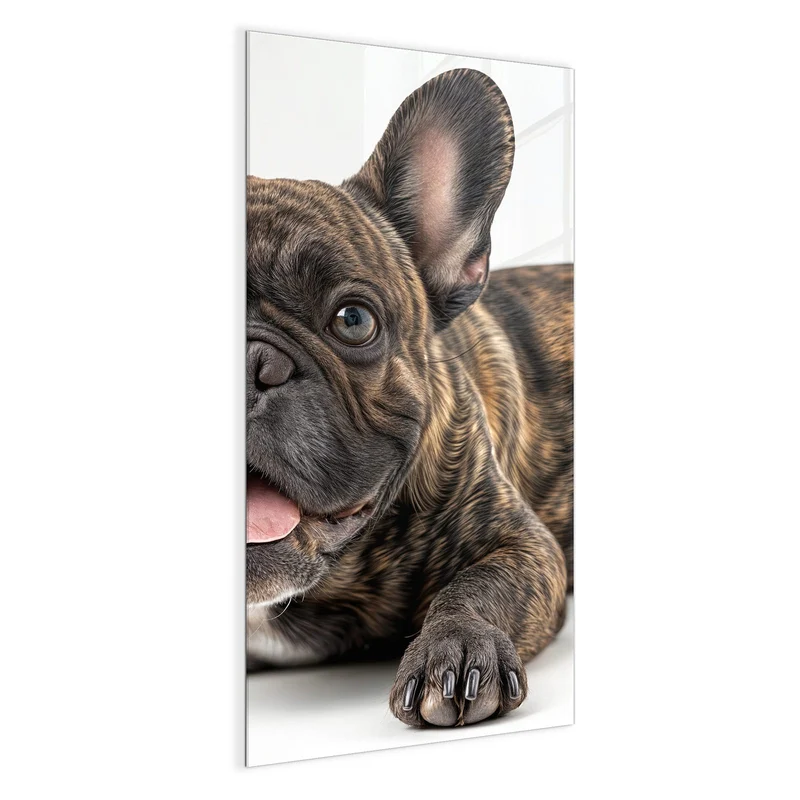 Glas Magnettafel - Liegende Bulldogge