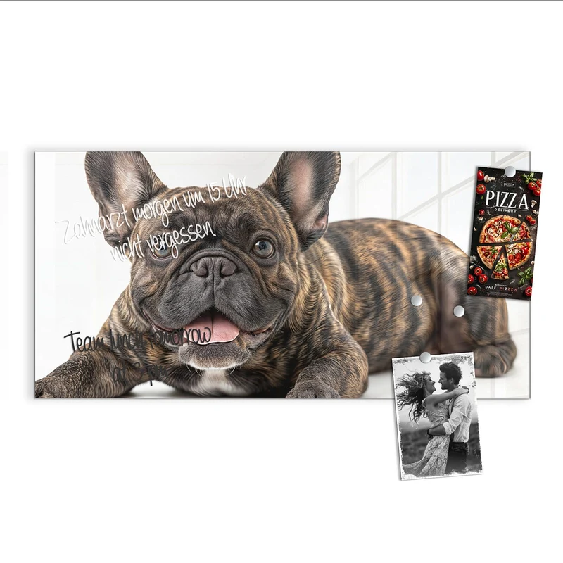 Glas Magnettafel - Liegende Bulldogge