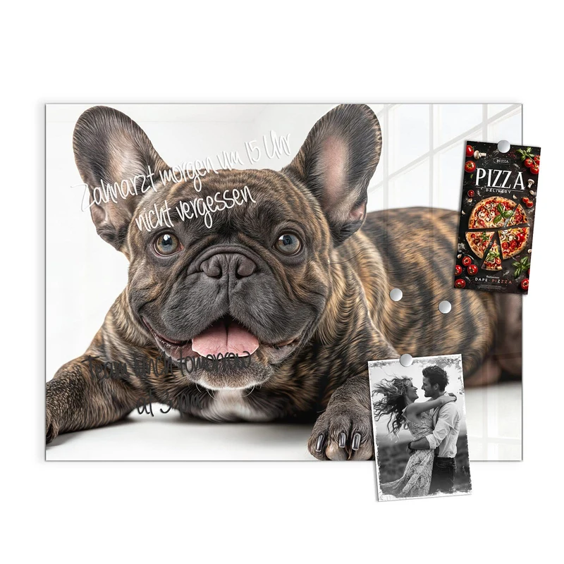 Glas Magnettafel - Liegende Bulldogge