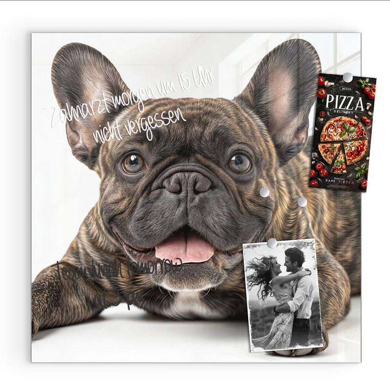 Glas Magnettafel - Liegende Bulldogge