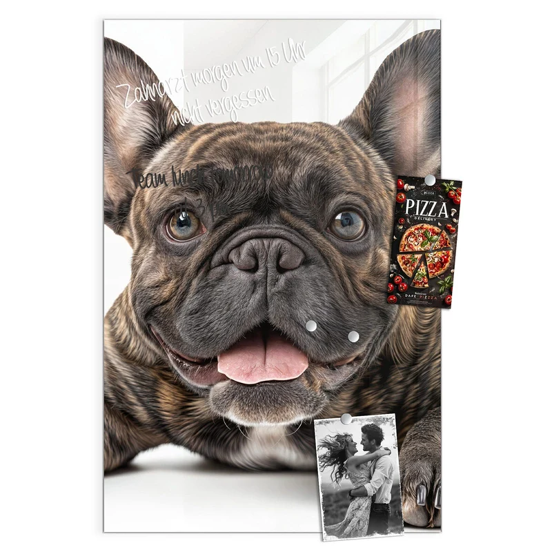 Glas Magnettafel - Liegende Bulldogge