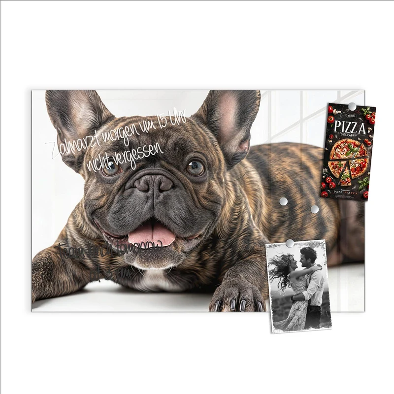Glas Magnettafel - Liegende Bulldogge