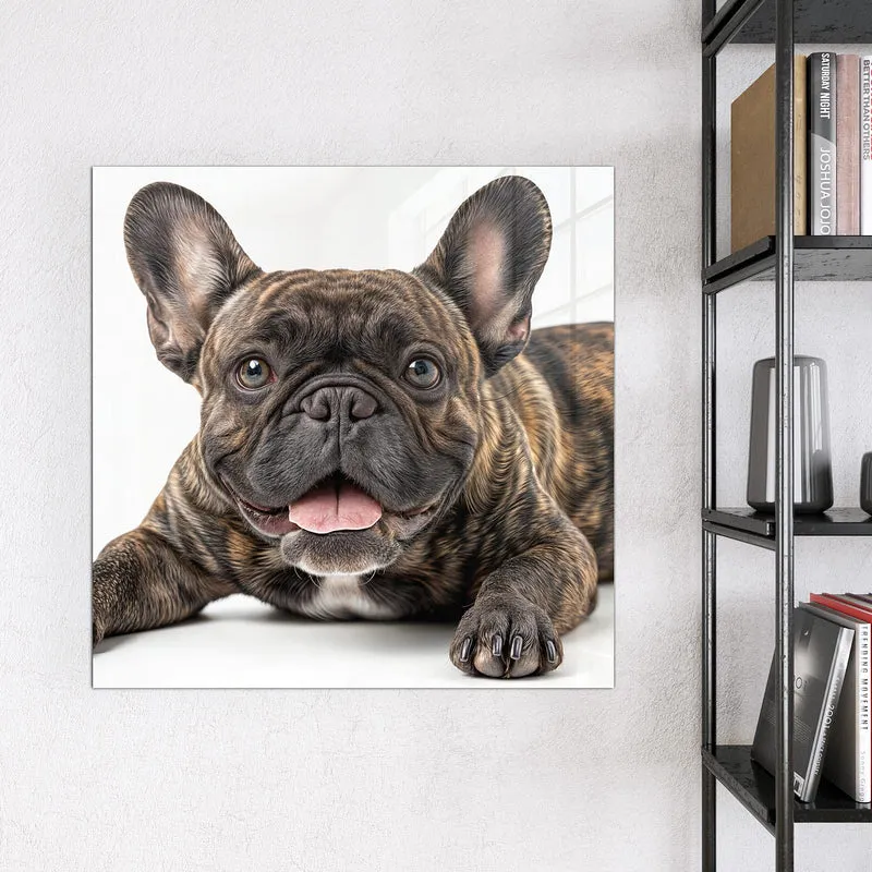 Glas Magnettafel - Liegende Bulldogge