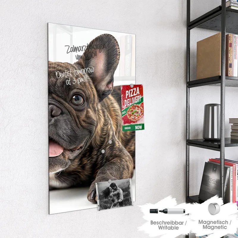 Glas Magnettafel - Liegende Bulldogge