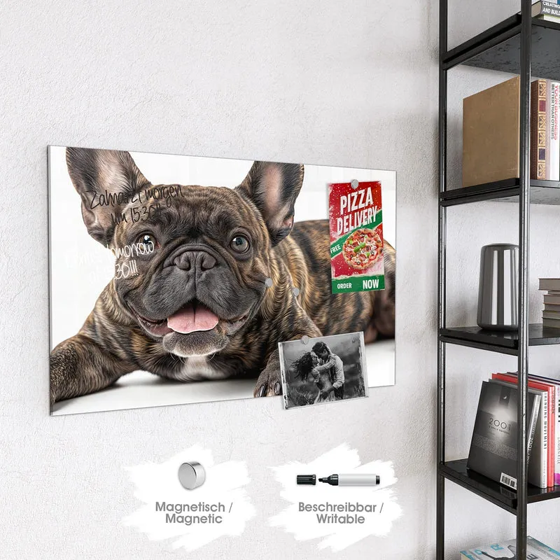 Glas Magnettafel - Liegende Bulldogge