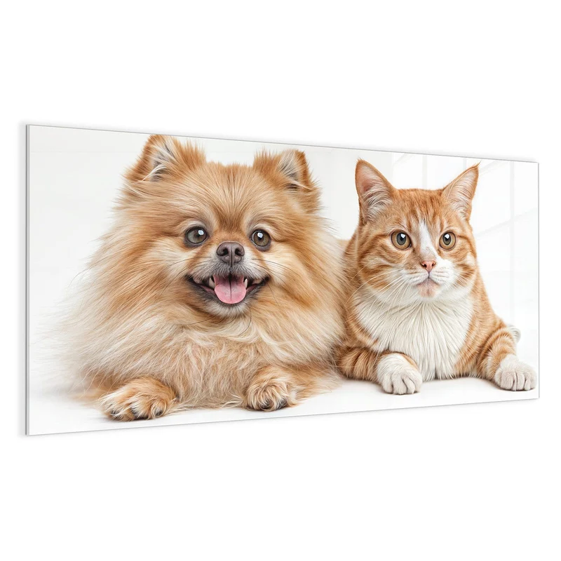 Glas Magnettafel - Spitz und Katze