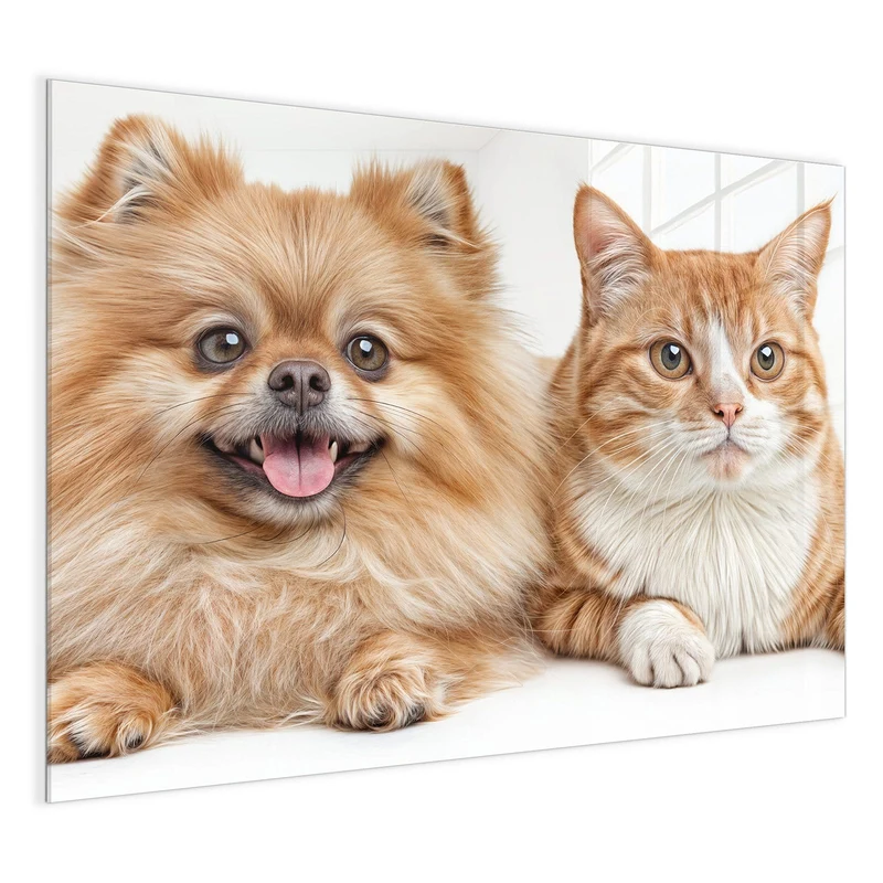 Glas Magnettafel - Spitz und Katze