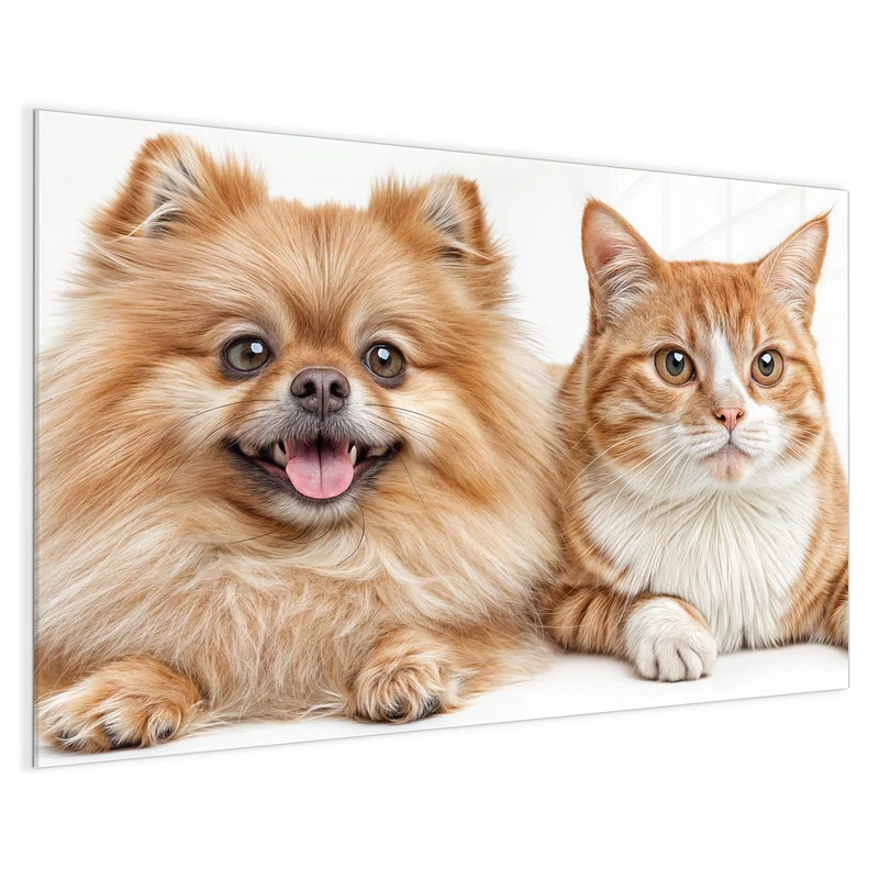 Glas Magnettafel - Spitz und Katze