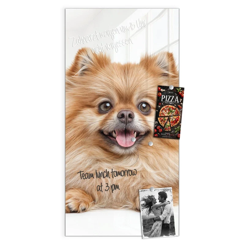 Glas Magnettafel - Spitz und Katze