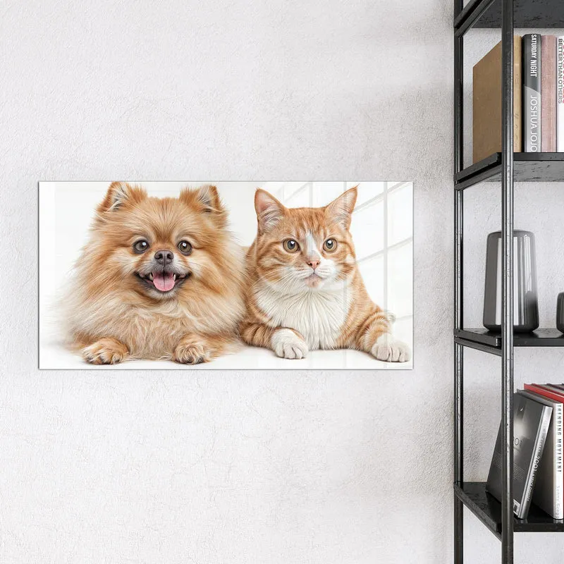 Glas Magnettafel - Spitz und Katze