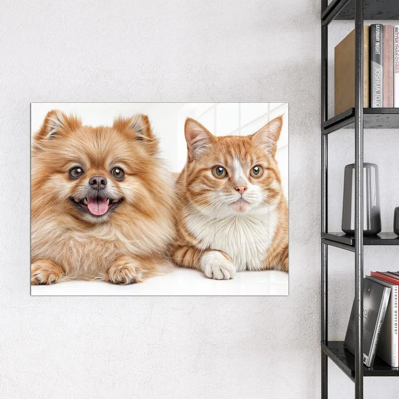Glas Magnettafel - Spitz und Katze