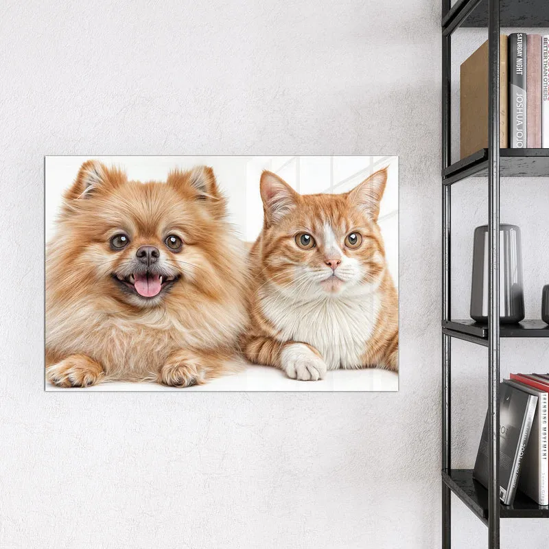 Glas Magnettafel - Spitz und Katze