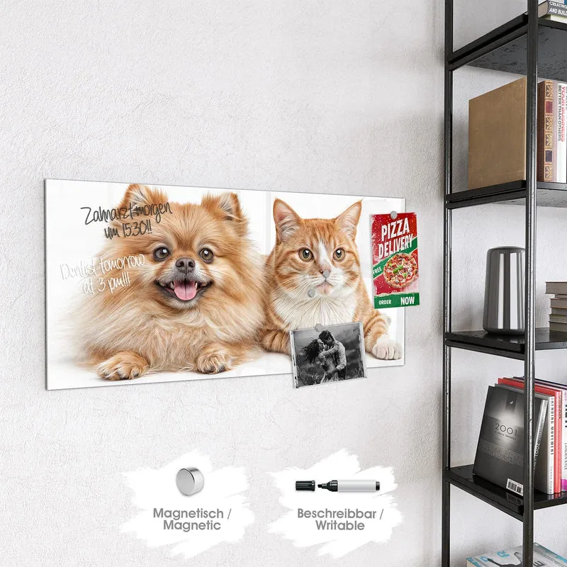 Glas Magnettafel - Spitz und Katze
