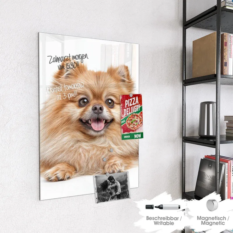 Glas Magnettafel - Spitz und Katze