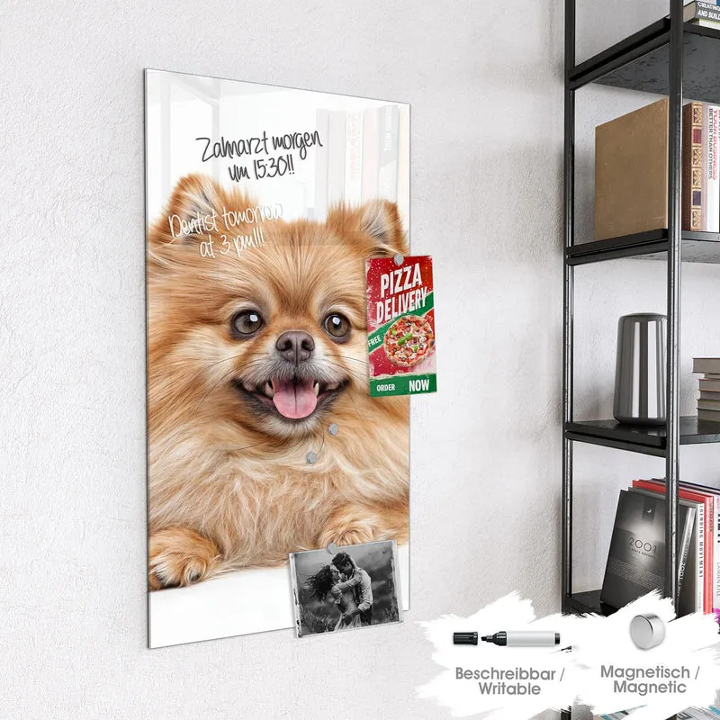Glas Magnettafel - Spitz und Katze