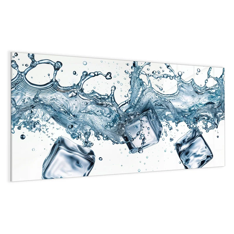 Glas Magnettafel - Eiswürfel im Wasser