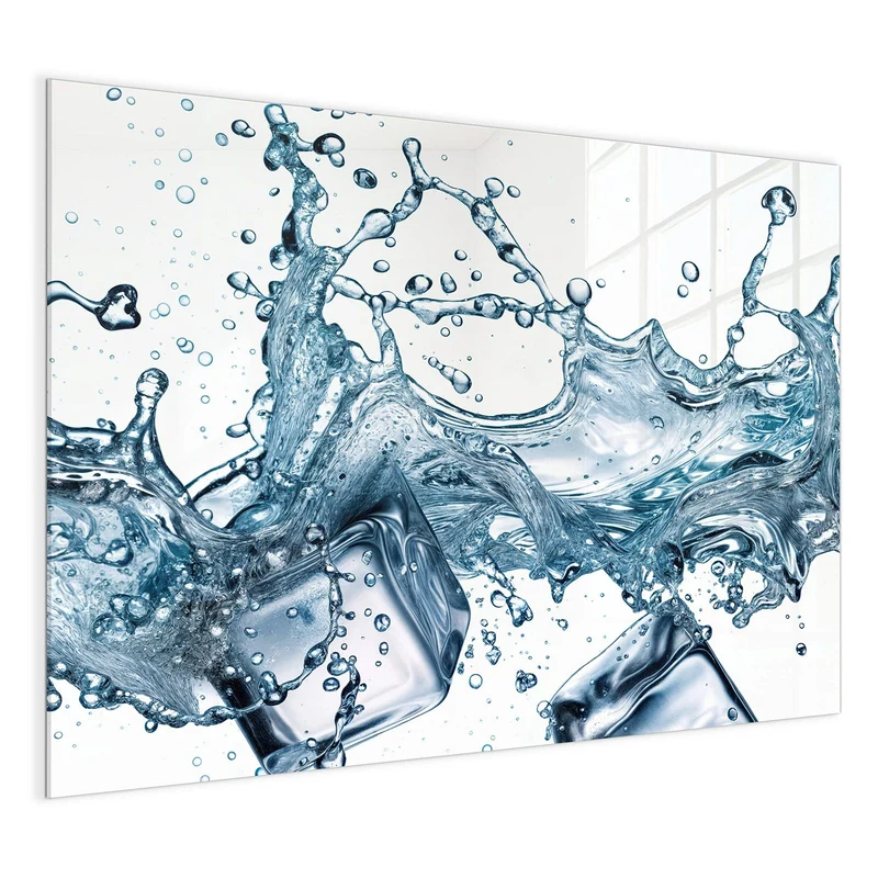 Glas Magnettafel - Eiswürfel im Wasser