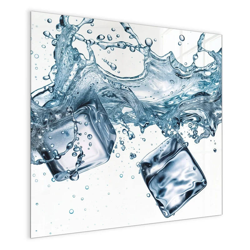 Glas Magnettafel - Eiswürfel im Wasser
