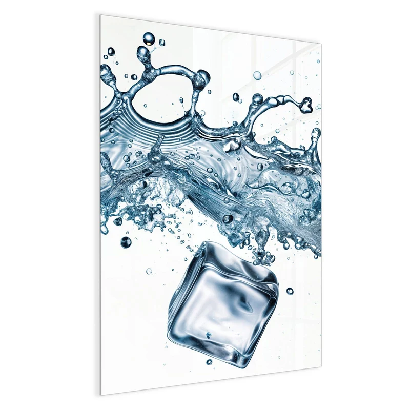 Glas Magnettafel - Eiswürfel im Wasser