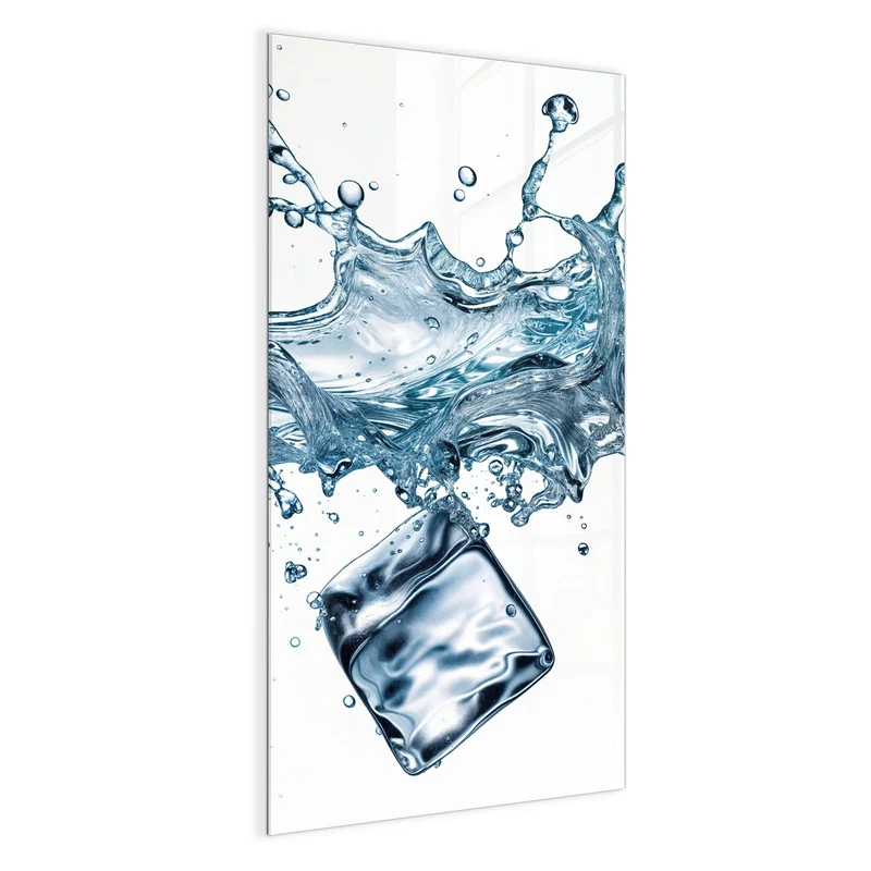 Glas Magnettafel - Eiswürfel im Wasser