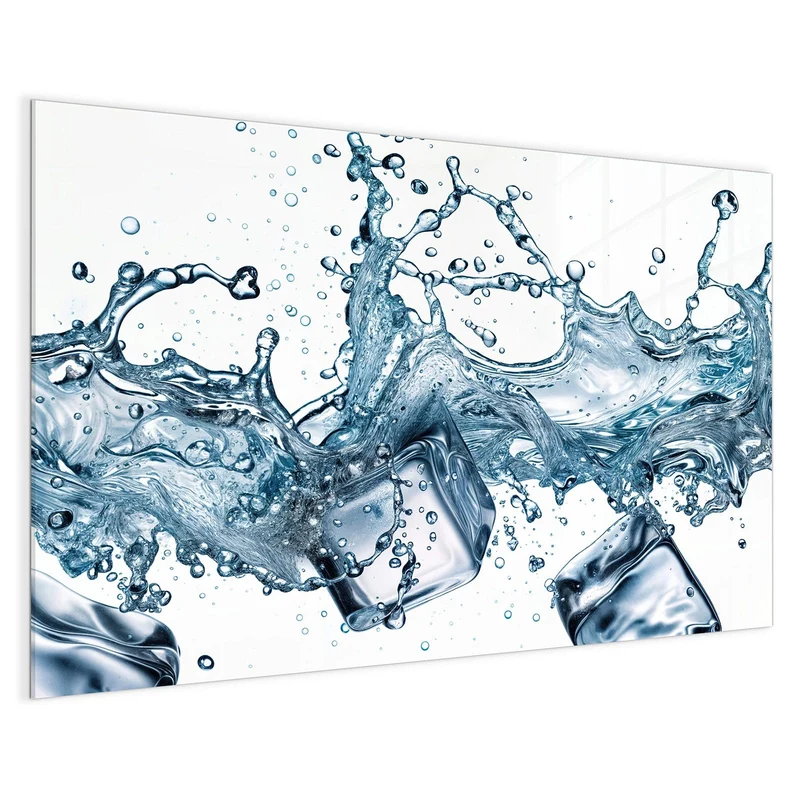 Glas Magnettafel - Eiswürfel im Wasser