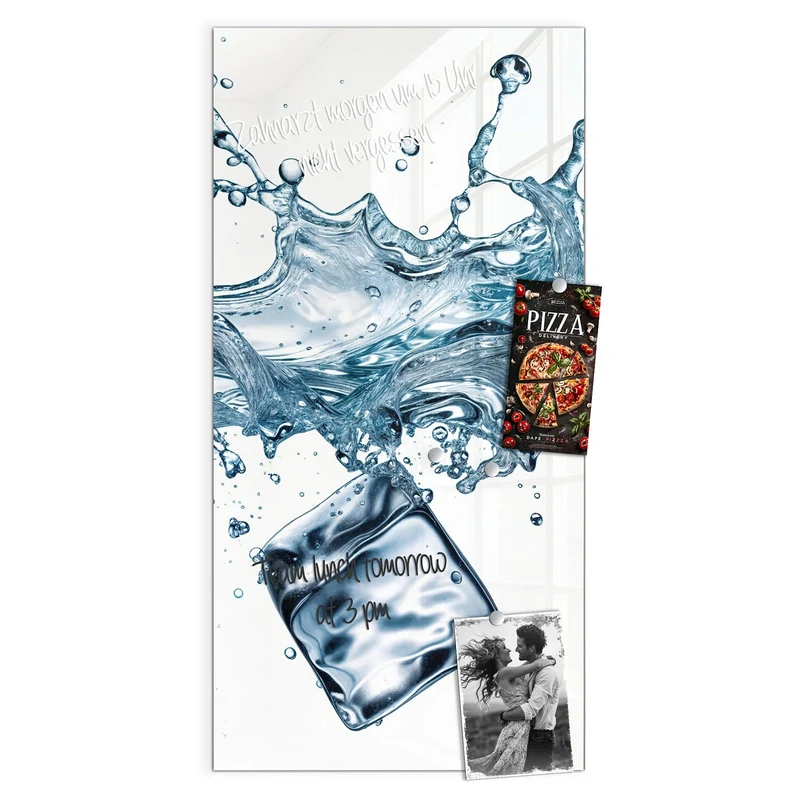 Glas Magnettafel - Eiswürfel im Wasser