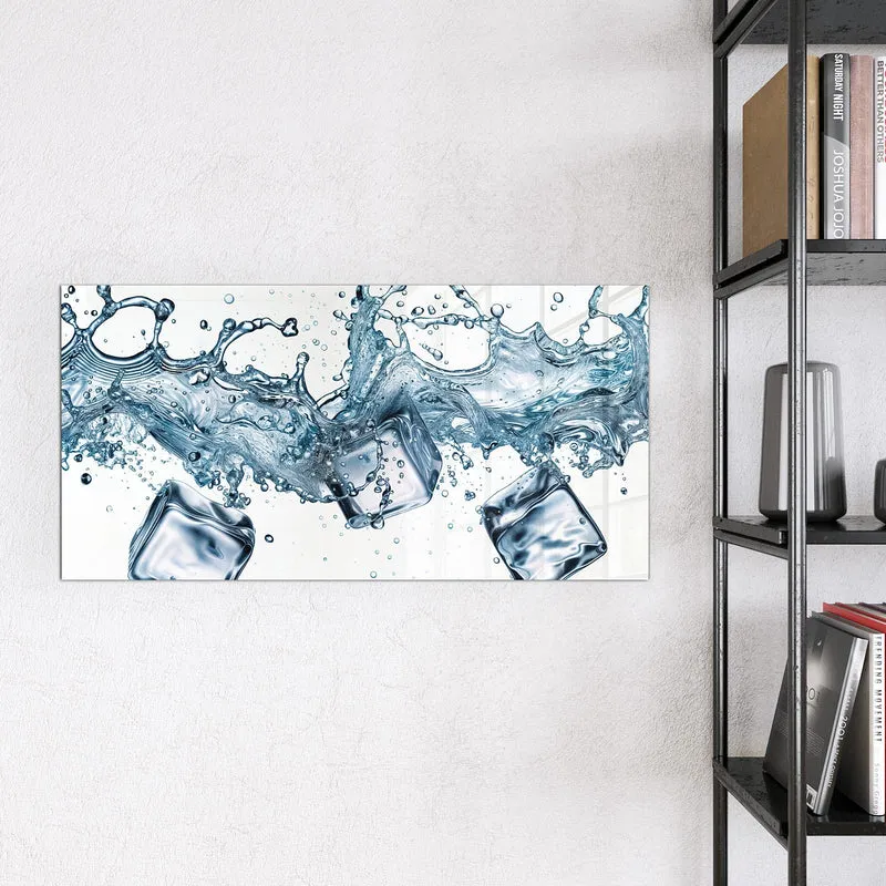 Glas Magnettafel - Eiswürfel im Wasser