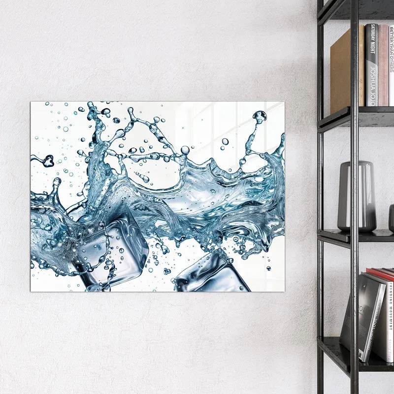 Glas Magnettafel - Eiswürfel im Wasser