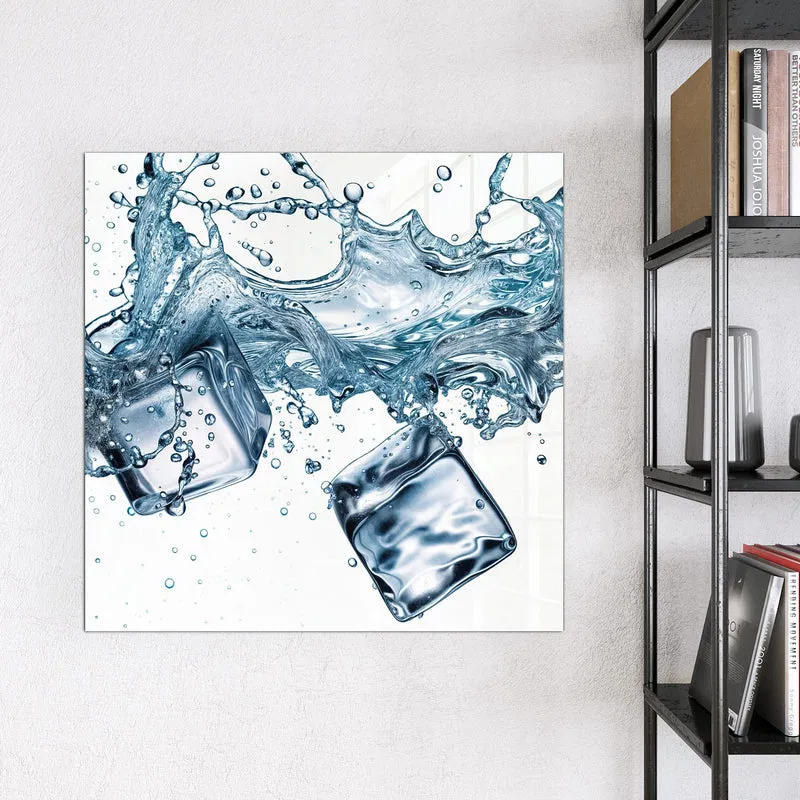 Glas Magnettafel - Eiswürfel im Wasser