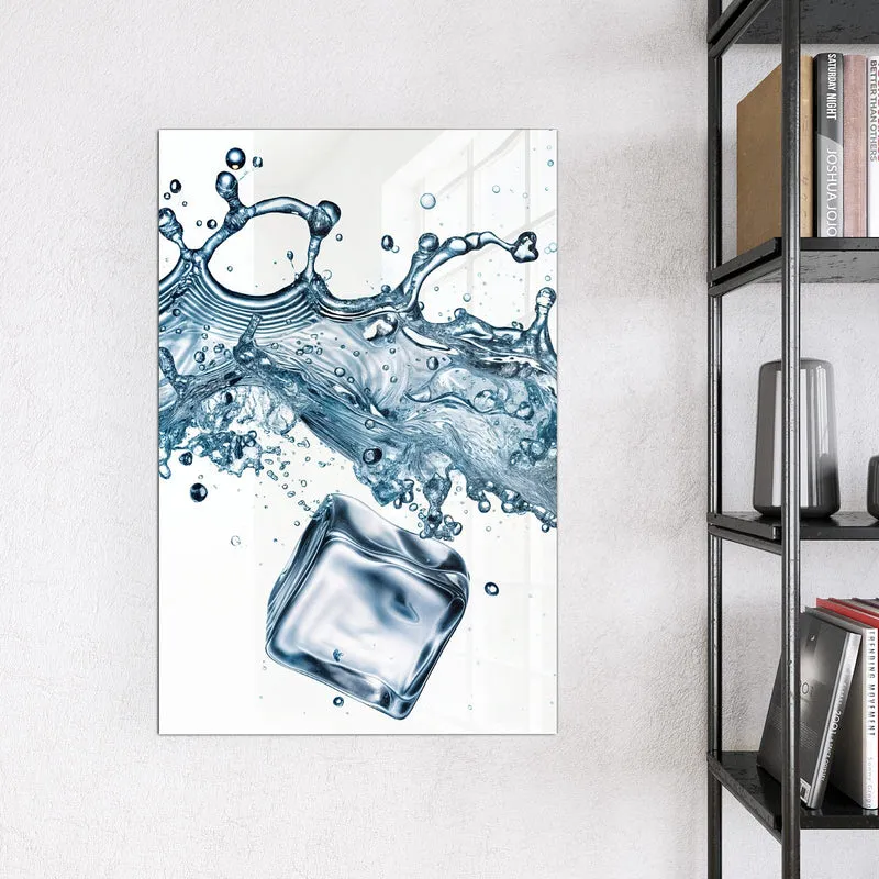 Glas Magnettafel - Eiswürfel im Wasser