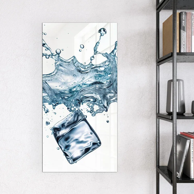 Glas Magnettafel - Eiswürfel im Wasser