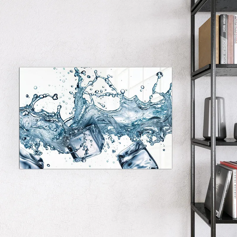 Glas Magnettafel - Eiswürfel im Wasser