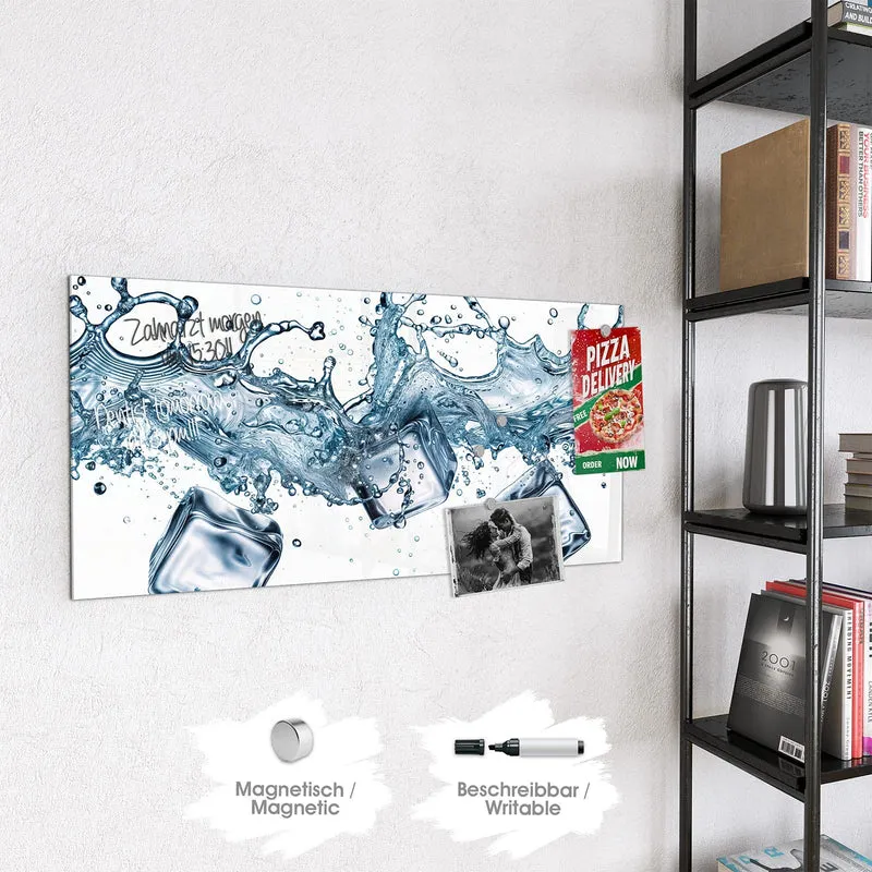 Glas Magnettafel - Eiswürfel im Wasser