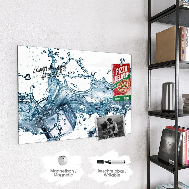 Glas Magnettafel - Eiswürfel im Wasser