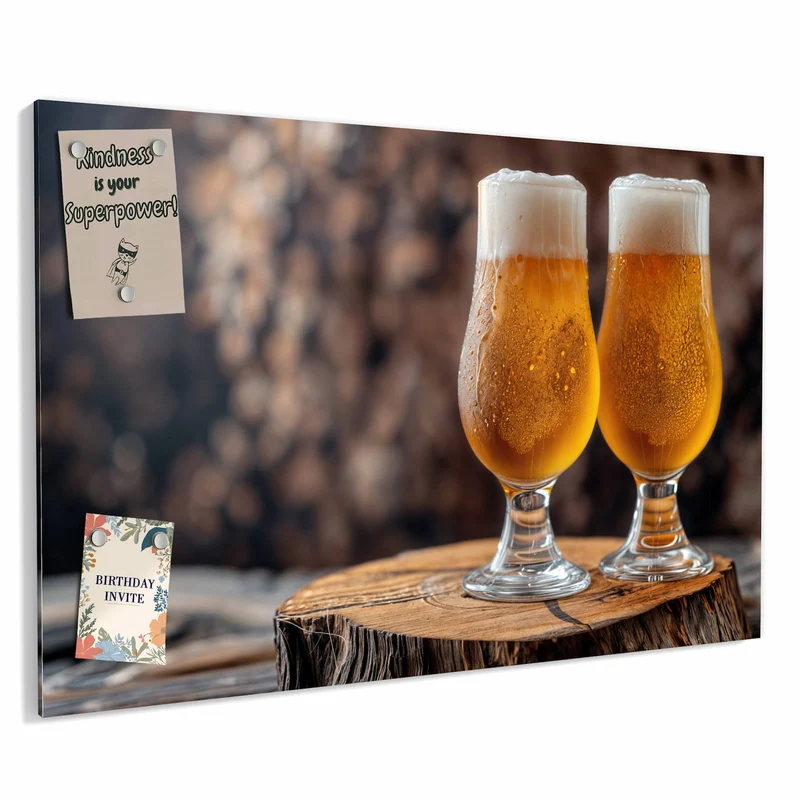 Metall Magnettafel - Bier auf Holzstumpf
