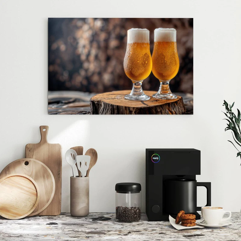 Metall Magnettafel - Bier auf Holzstumpf