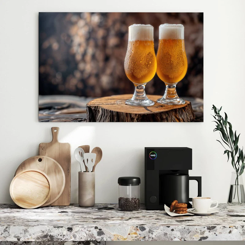 Metall Magnettafel - Bier auf Holzstumpf
