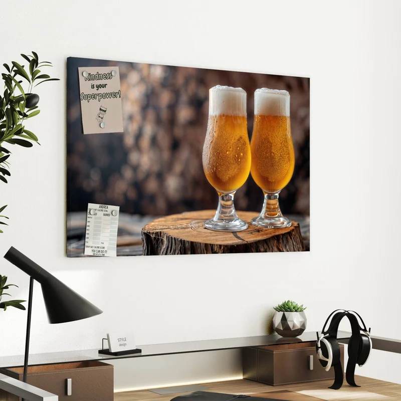 Metall Magnettafel - Bier auf Holzstumpf