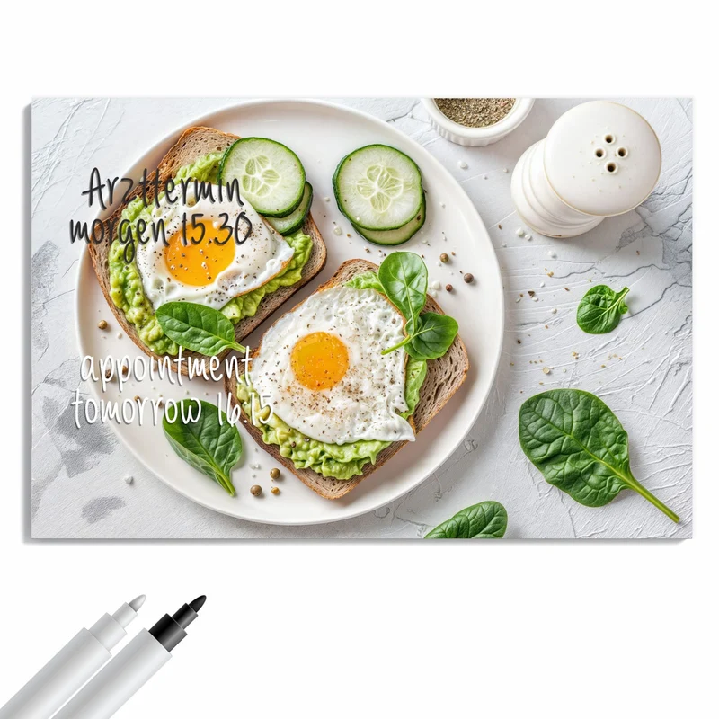 Metall Magnettafel - Brot und Avocado