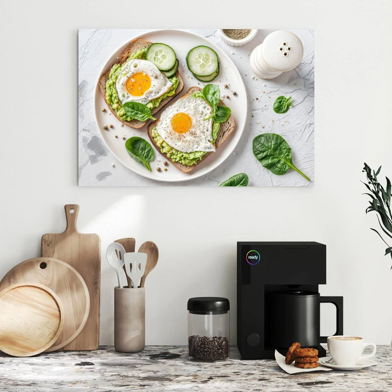 Metall Magnettafel - Brot und Avocado