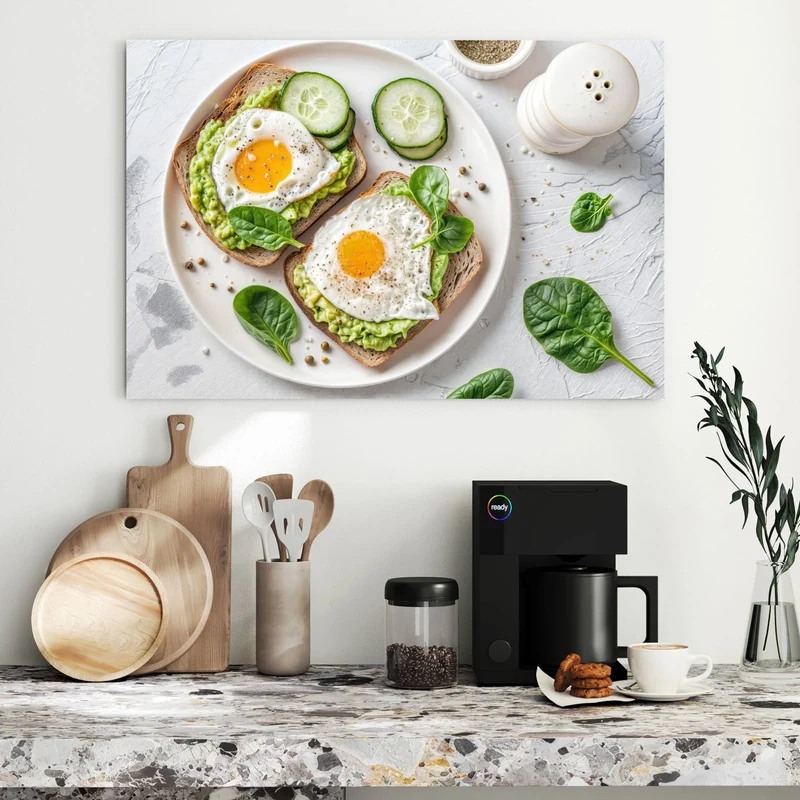 Metall Magnettafel - Brot und Avocado