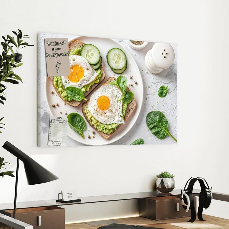 Metall Magnettafel - Brot und Avocado