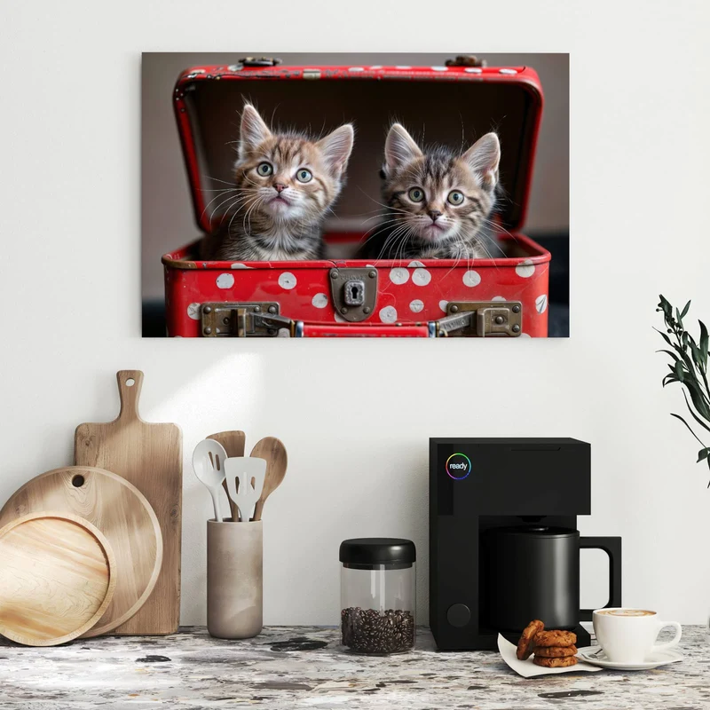 Metall Magnettafel - Katzen im Koffer