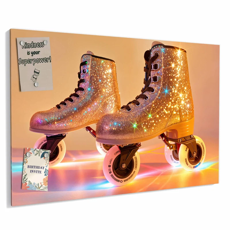 Metall Magnettafel - Glitzernde Rollschuhe