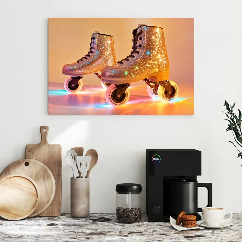 Metall Magnettafel - Glitzernde Rollschuhe