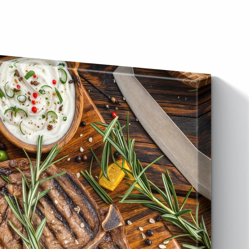 Metall Magnettafel - Steak mit Grillgemüse